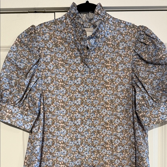 Tuckernuck Hyacinth House Louisa Maxi Dress dusty blue & brow - Picture 6 of 7